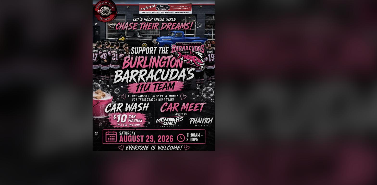 Car Wash Fundraiser & Car Meet - Burlington Barracudas 11U flyer