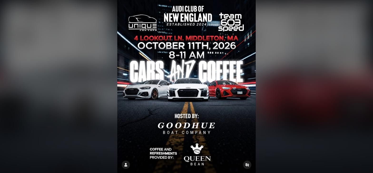 Audi Club of New England Cars and Coffee flyer