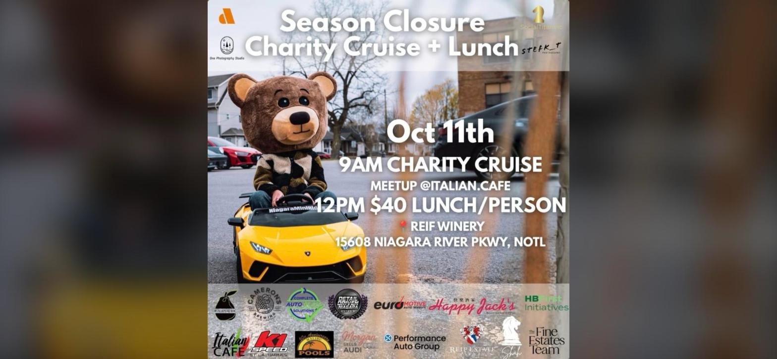 Niagara Motor Enthusiasts - Season Closure Charity Cruise + Lunch flyer