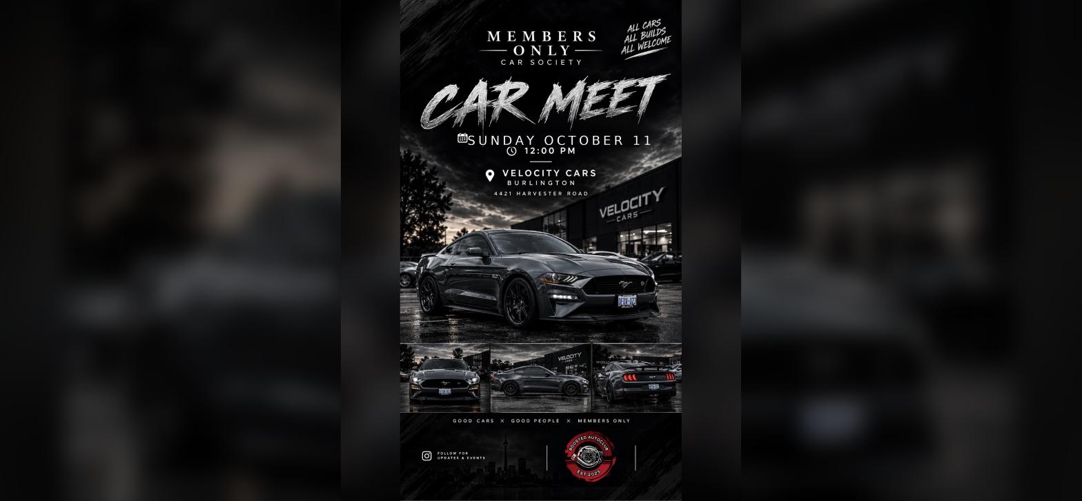 Members Only x Velocity Cars - Car Meet flyer