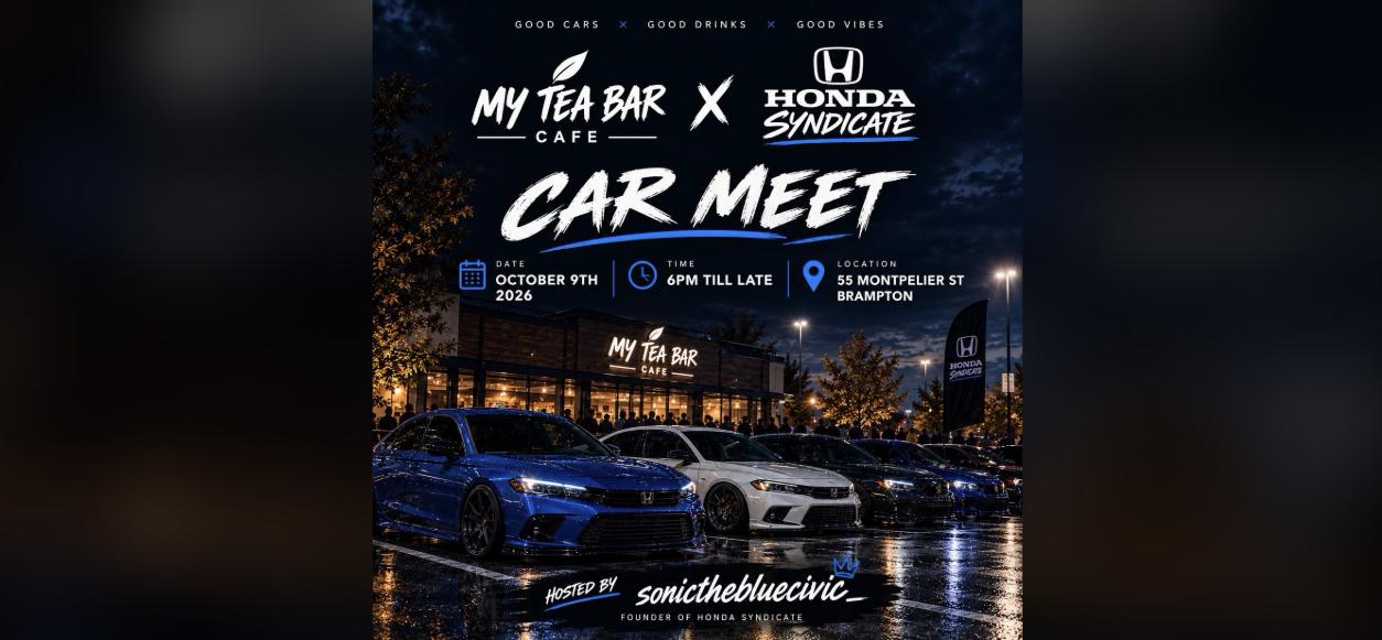 Honda Syndicate x My Tea Bar Cafe Car Meet flyer