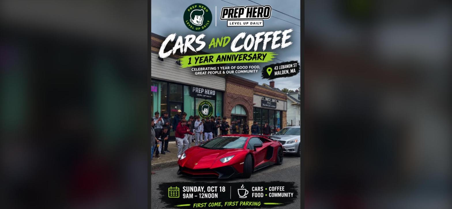 Prep Hero Cars and Coffee - 1 Year Anniversary flyer