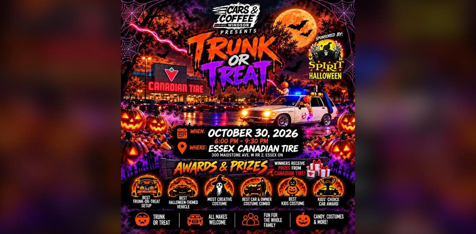 Cars & Coffee Windsor - Trunk or Treat flyer