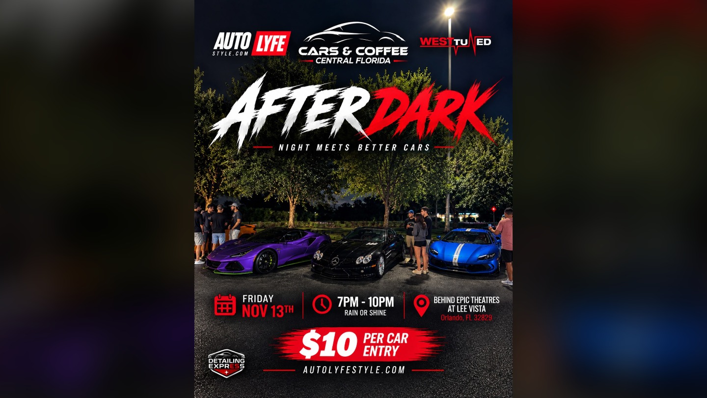 Cars & Coffee After Dark - Lee Vista flyer