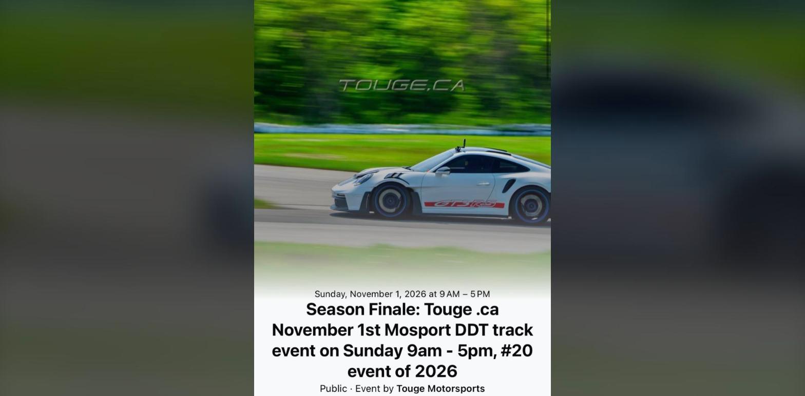 Touge.ca Season Finale - Cars & Coffee at Mosport DDT flyer