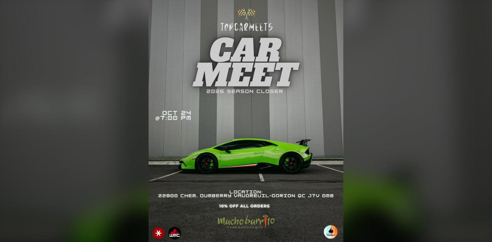 TopCarMeets - 2026 Season Closer Car Meet flyer