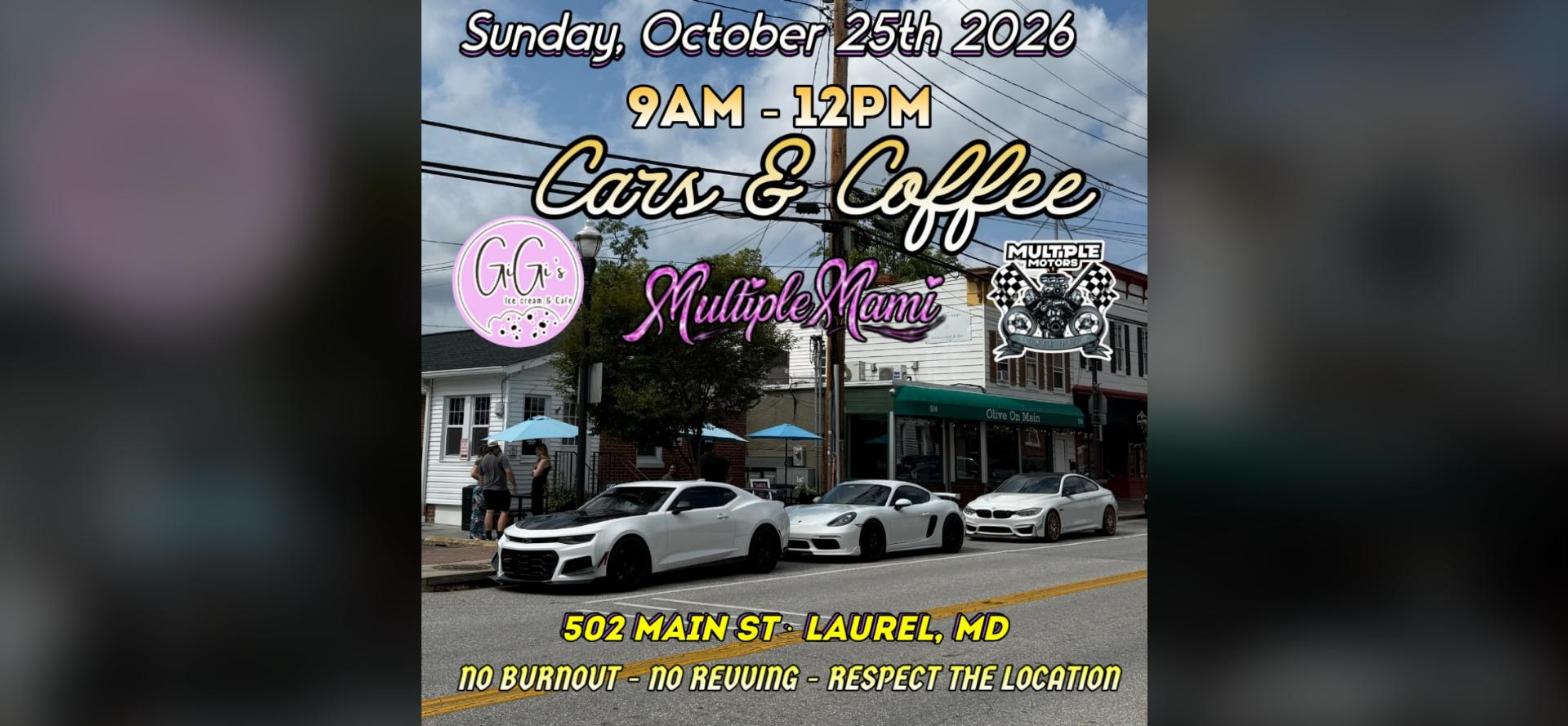 Multiple Motors x Gigi's - Cars & Coffee Laurel flyer