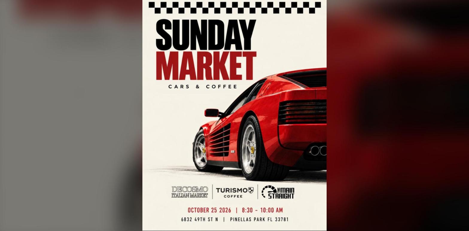 The Main Straight - Sunday Market Cars & Coffee flyer