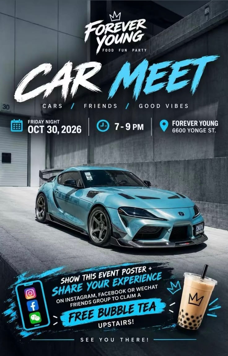 Forever Young Car Meet flyer