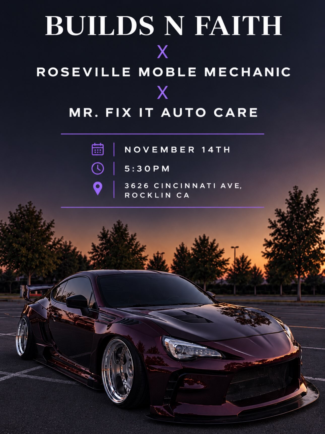 Rocklin Motor Co. Car Meet flyer