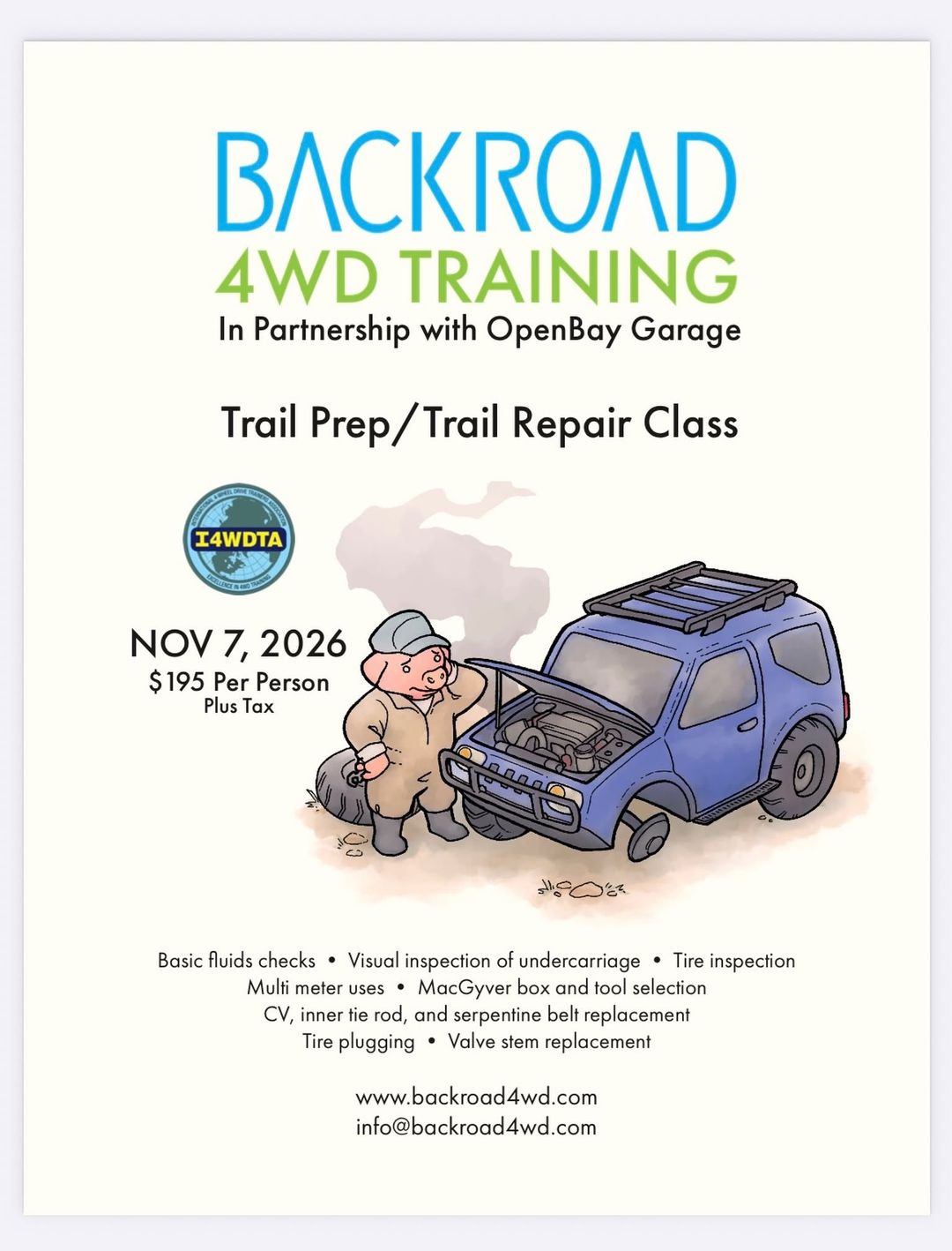 Backroad 4WD Training Trail Prep/Trail Repair Class