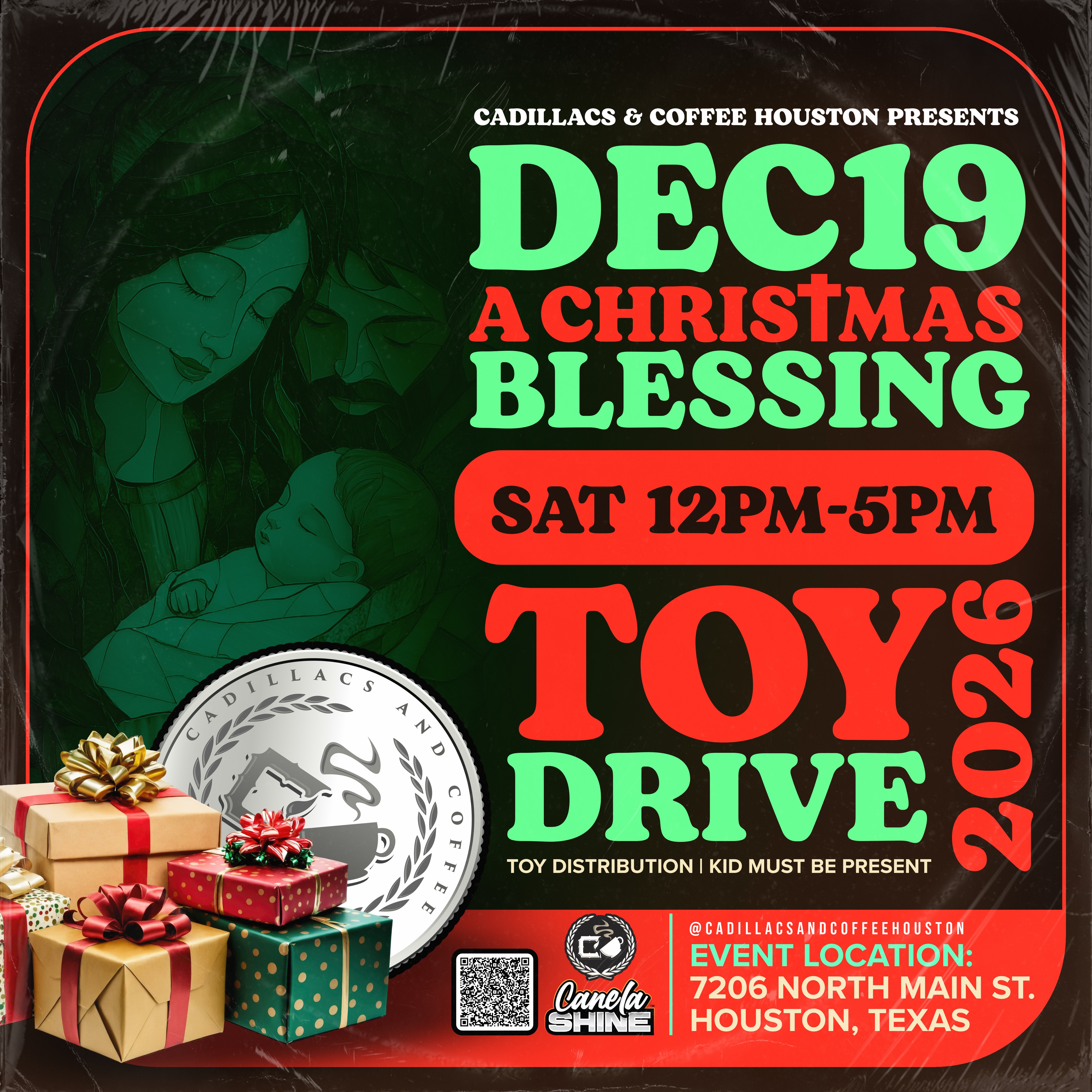 Cadillacs & Coffee Houston - A Christmas Blessing Toy Drive flyer