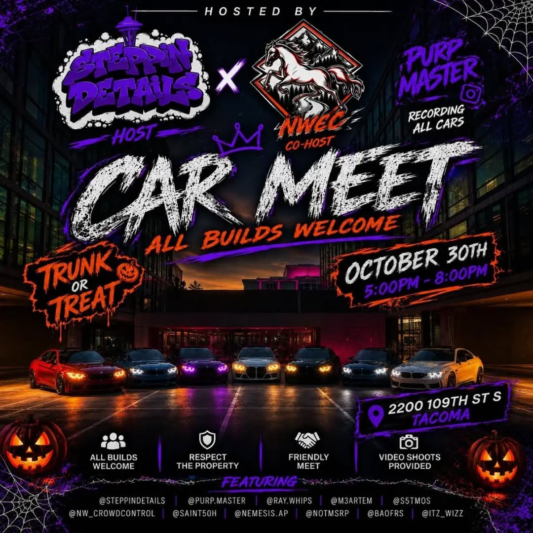 Steppin Details X NWEC Trunk or Treat Car Meet flyer