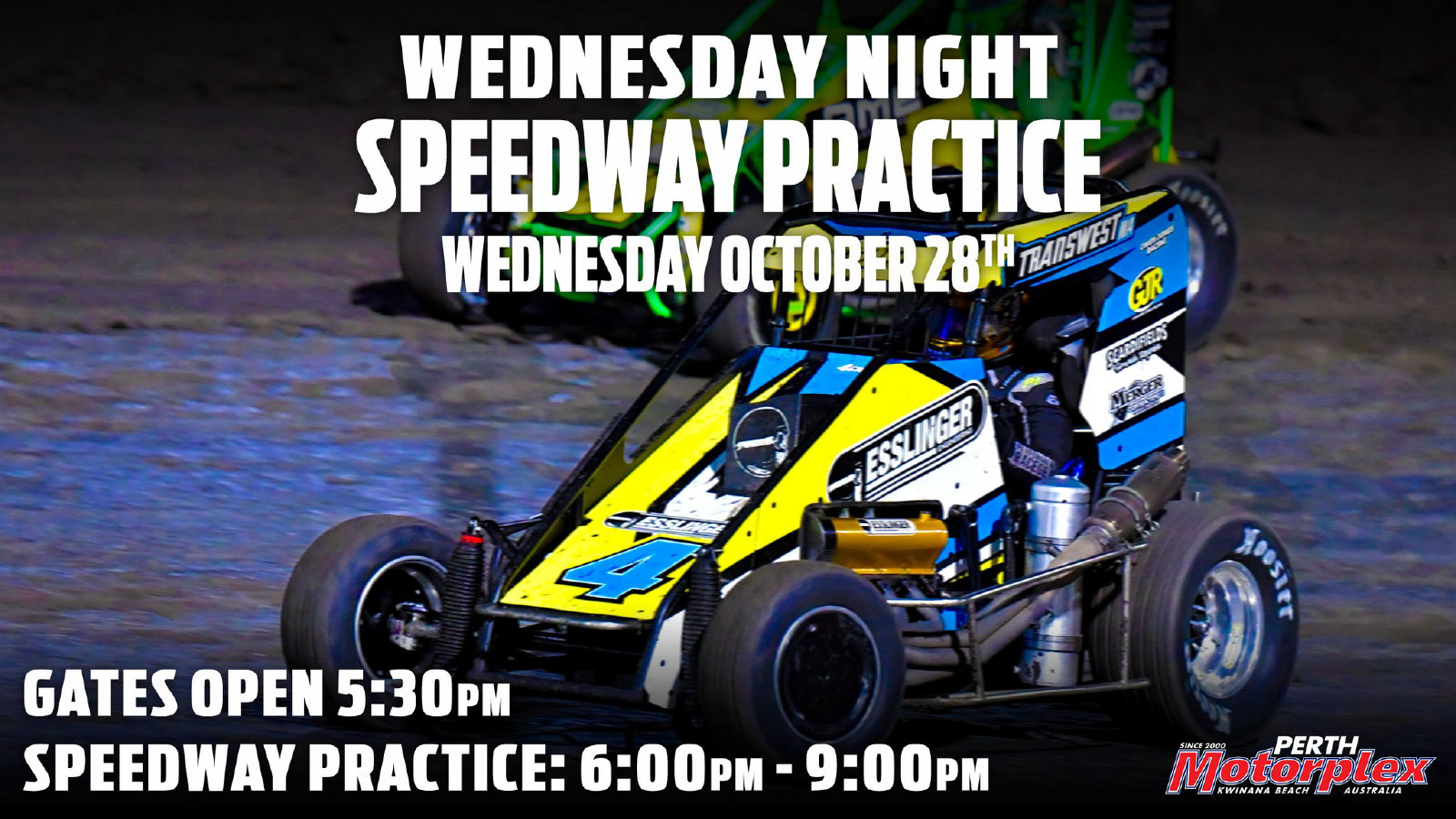 Perth Motorplex Wednesday Night Speedway Practice flyer