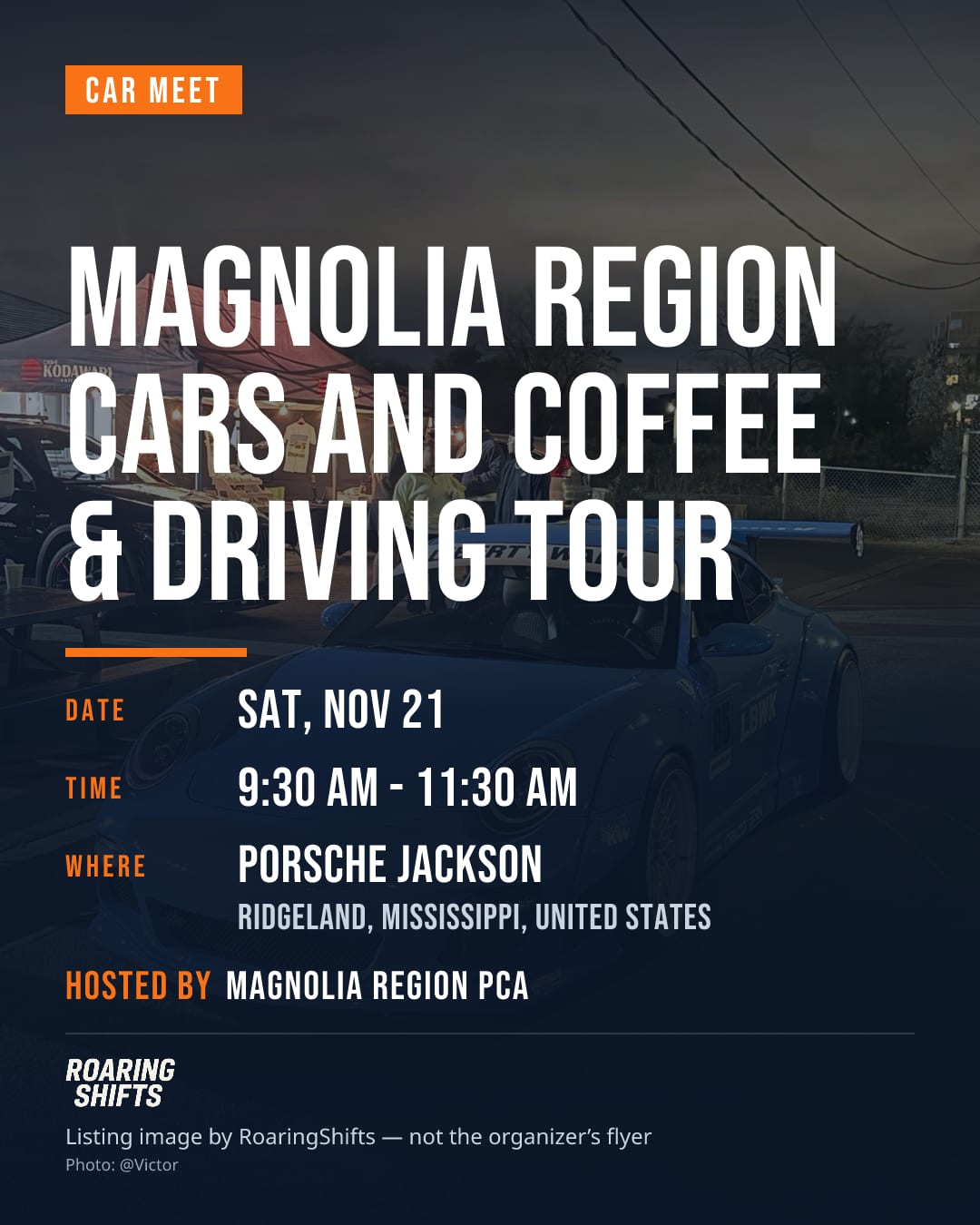 Magnolia Region Cars and Coffee & Driving Tour flyer