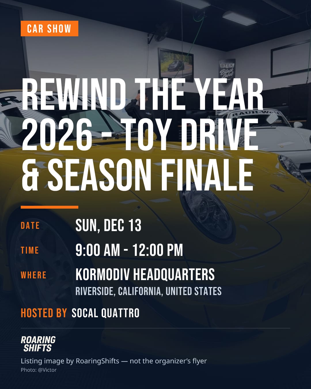 Rewind the Year 2026 - Toy Drive & Season Finale flyer