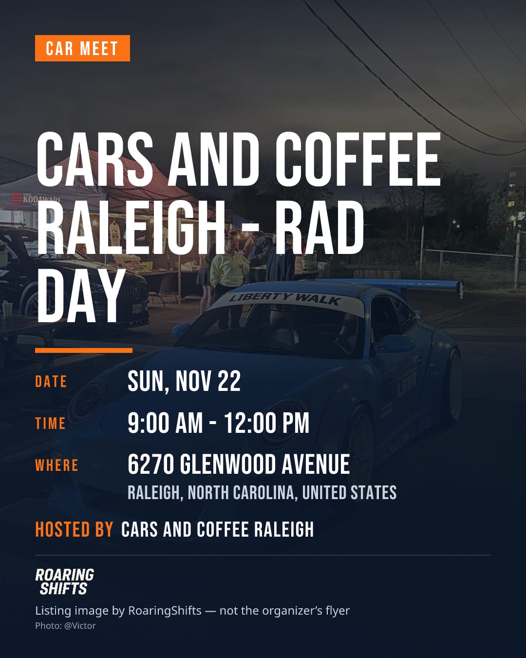 Cars and Coffee Raleigh - RAD DAY flyer