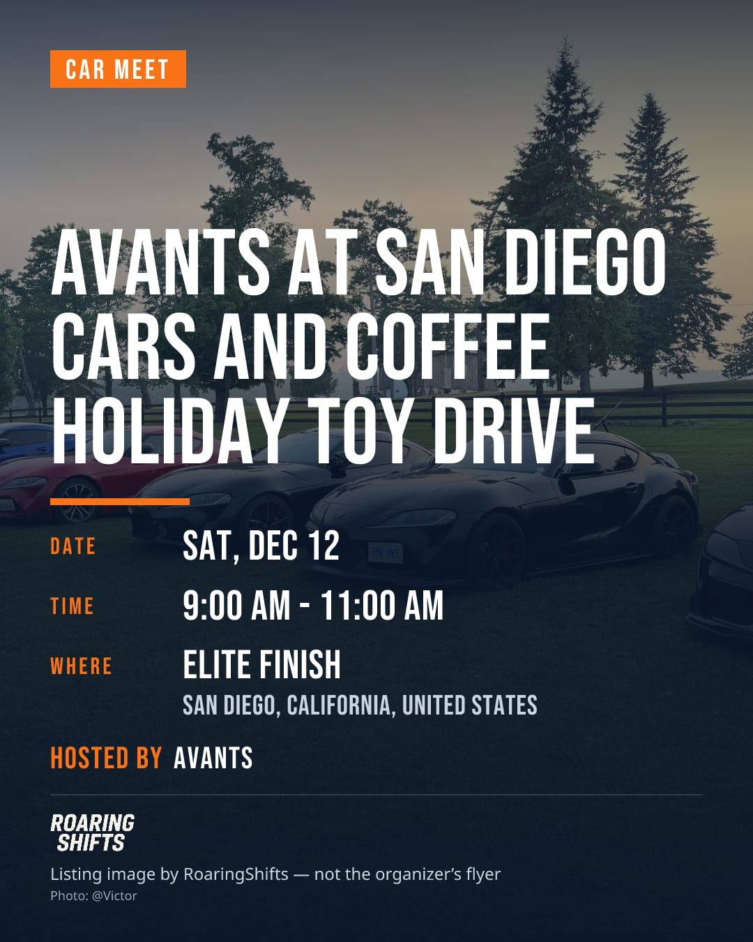 Avants at San Diego Cars and Coffee Holiday Toy Drive