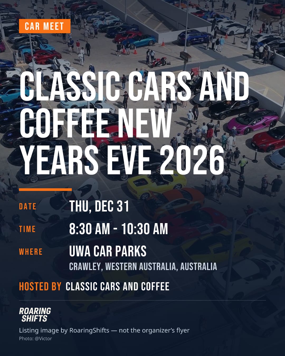 Classic Cars and Coffee New Years Eve 2026 flyer