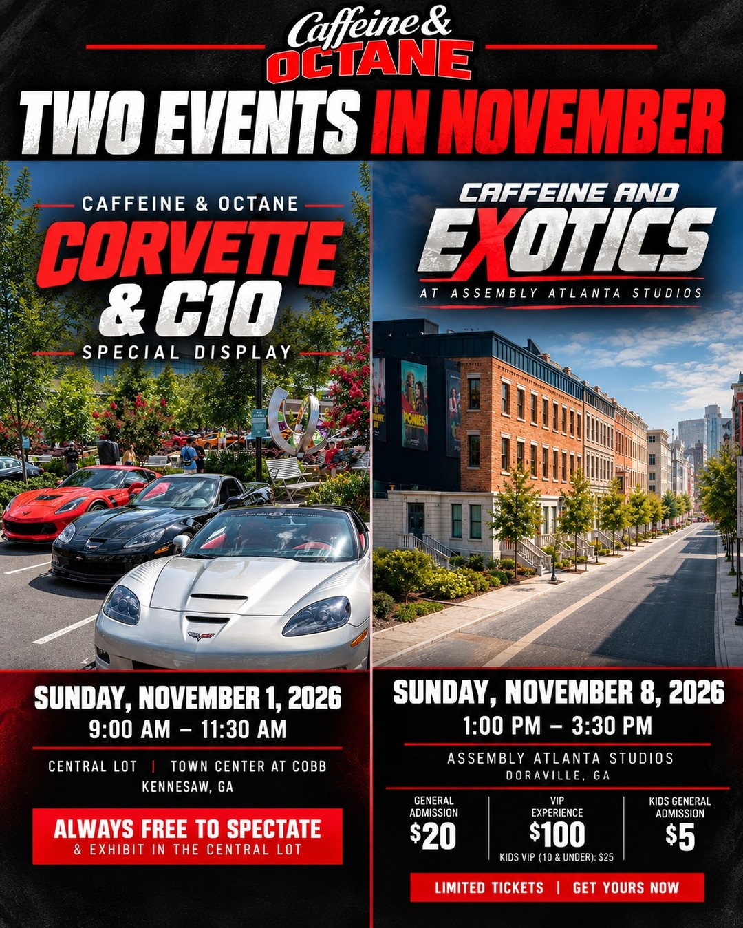 Caffeine & Octane Corvette & C10 Special Display flyer