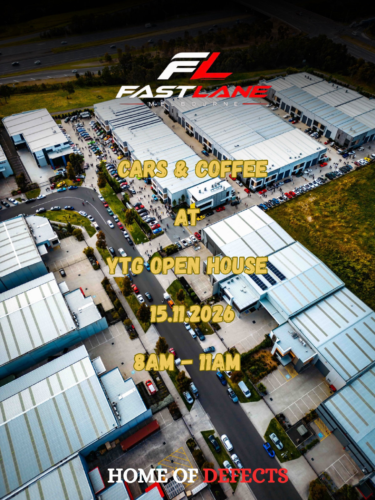 Cars & Coffee at YTG Open House flyer