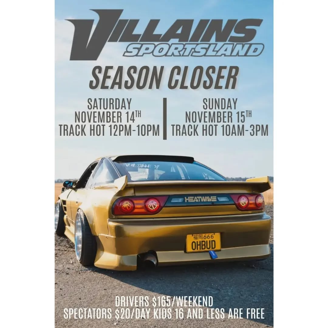 Villains Sportsland Season Closer flyer