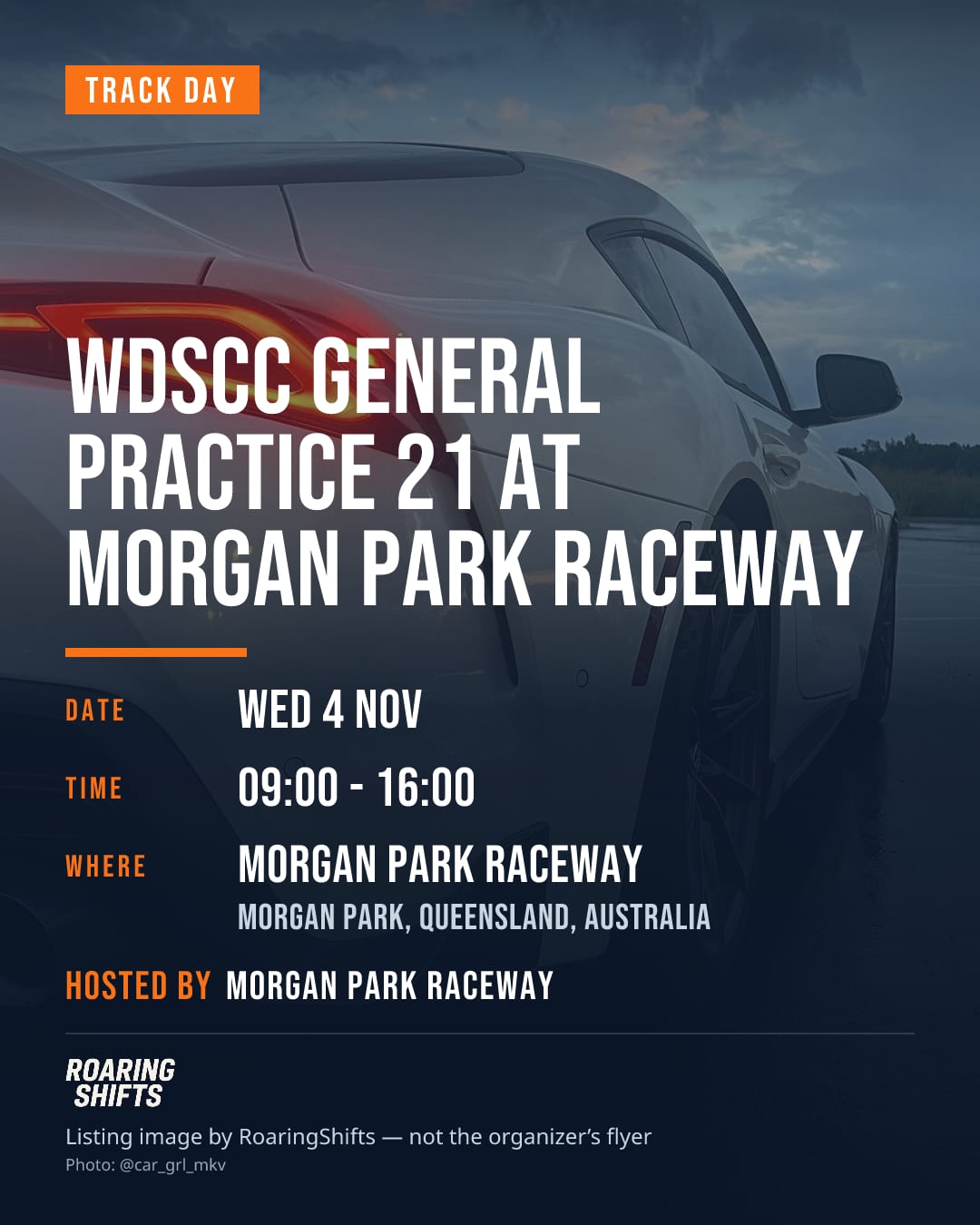 WDSCC General Practice 21 at Morgan Park Raceway flyer