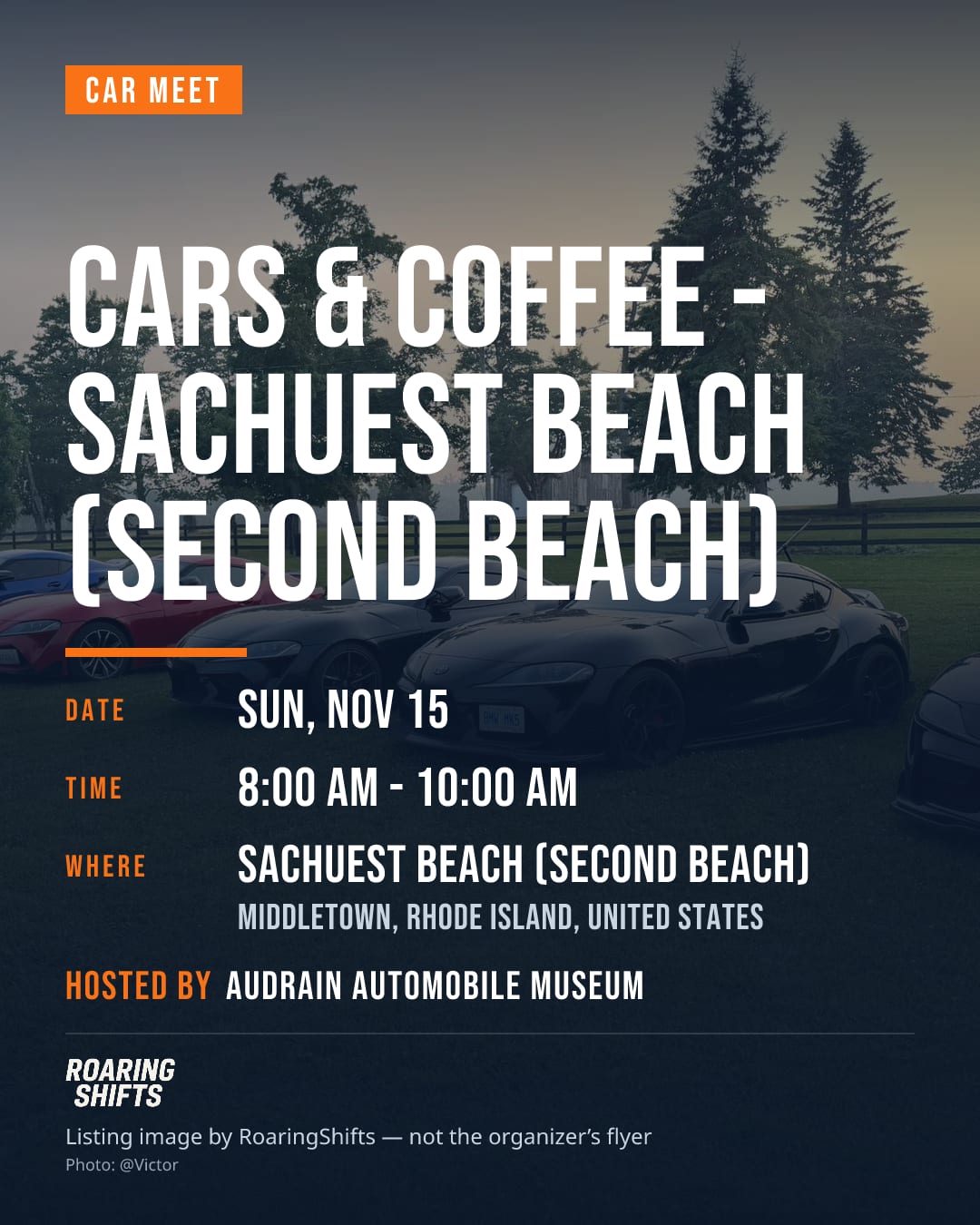 Cars & Coffee — Sachuest Beach (Second Beach) flyer