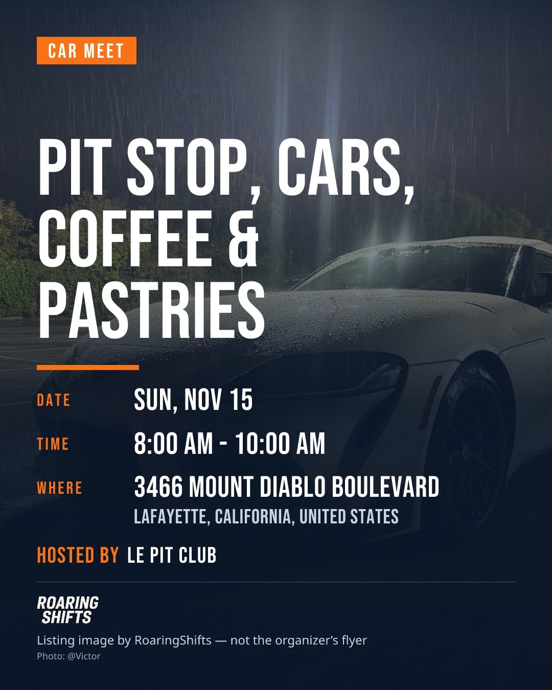 Pit Stop, Cars, Coffee & Pastries