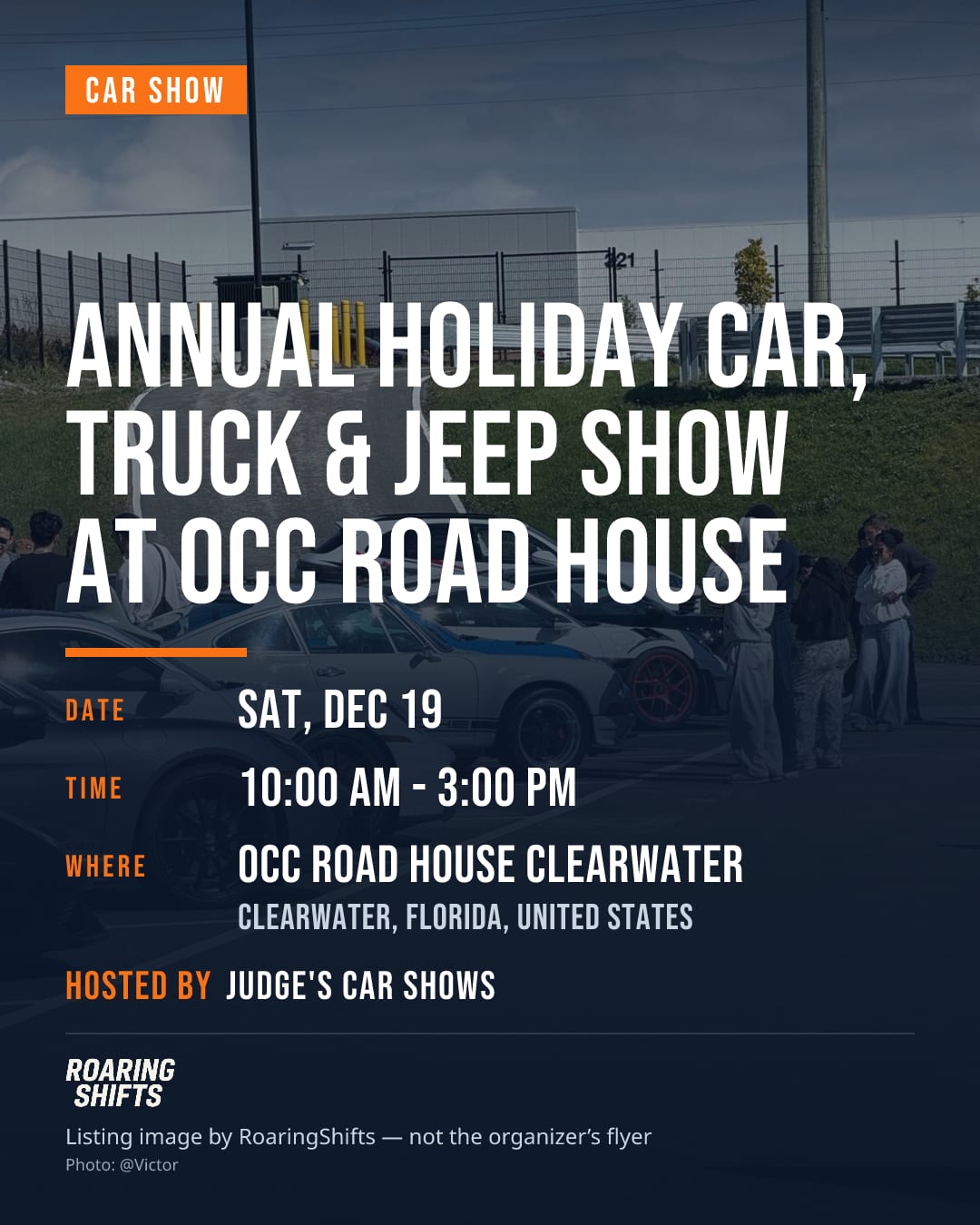 Annual Holiday Car, Truck & Jeep Show at OCC Road House flyer