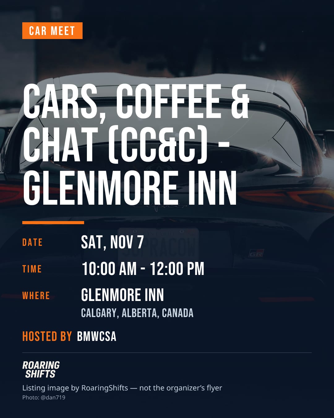 Cars, Coffee & Chat (CC&C) - Glenmore Inn flyer