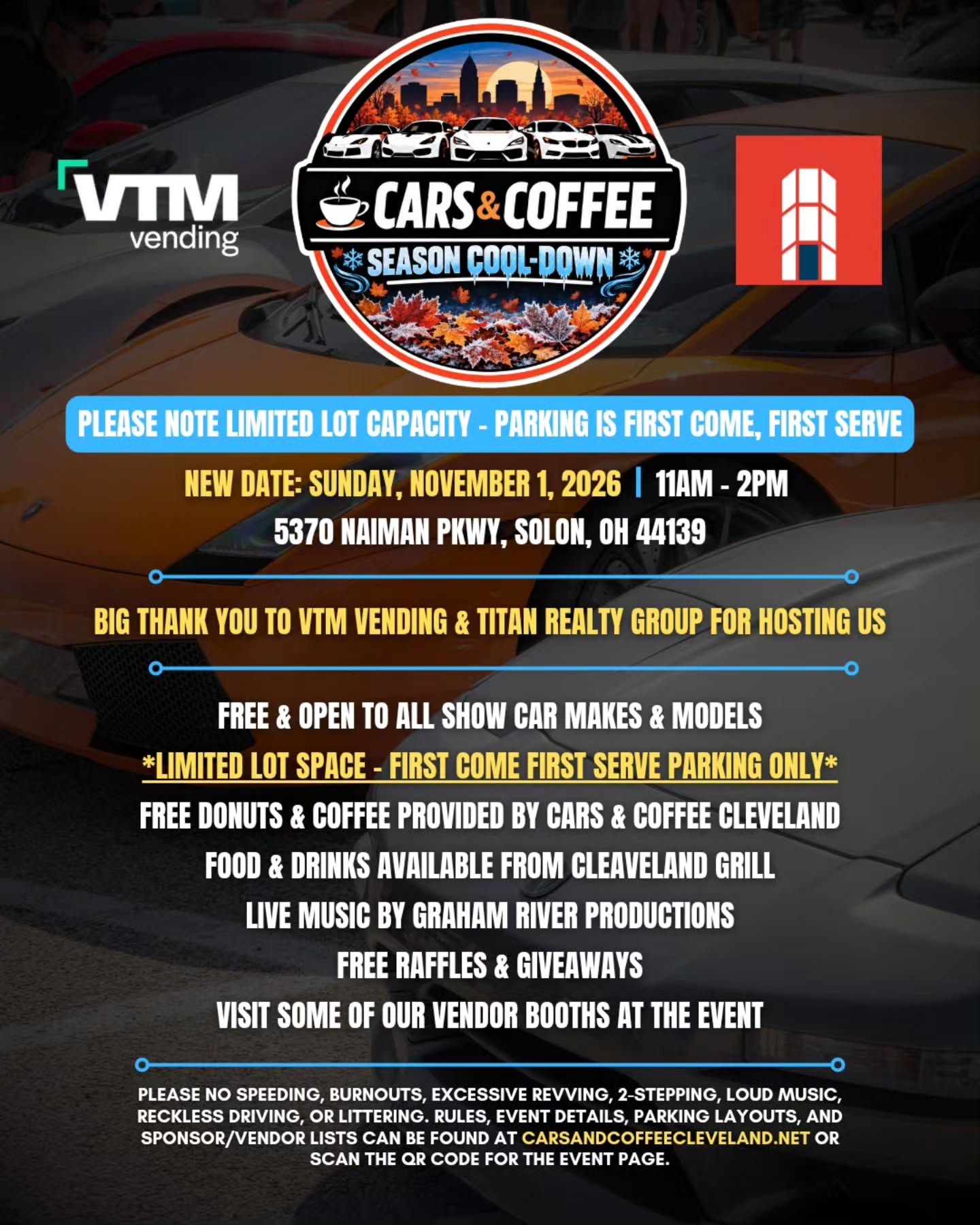Cars & Coffee Season Cool-Down flyer