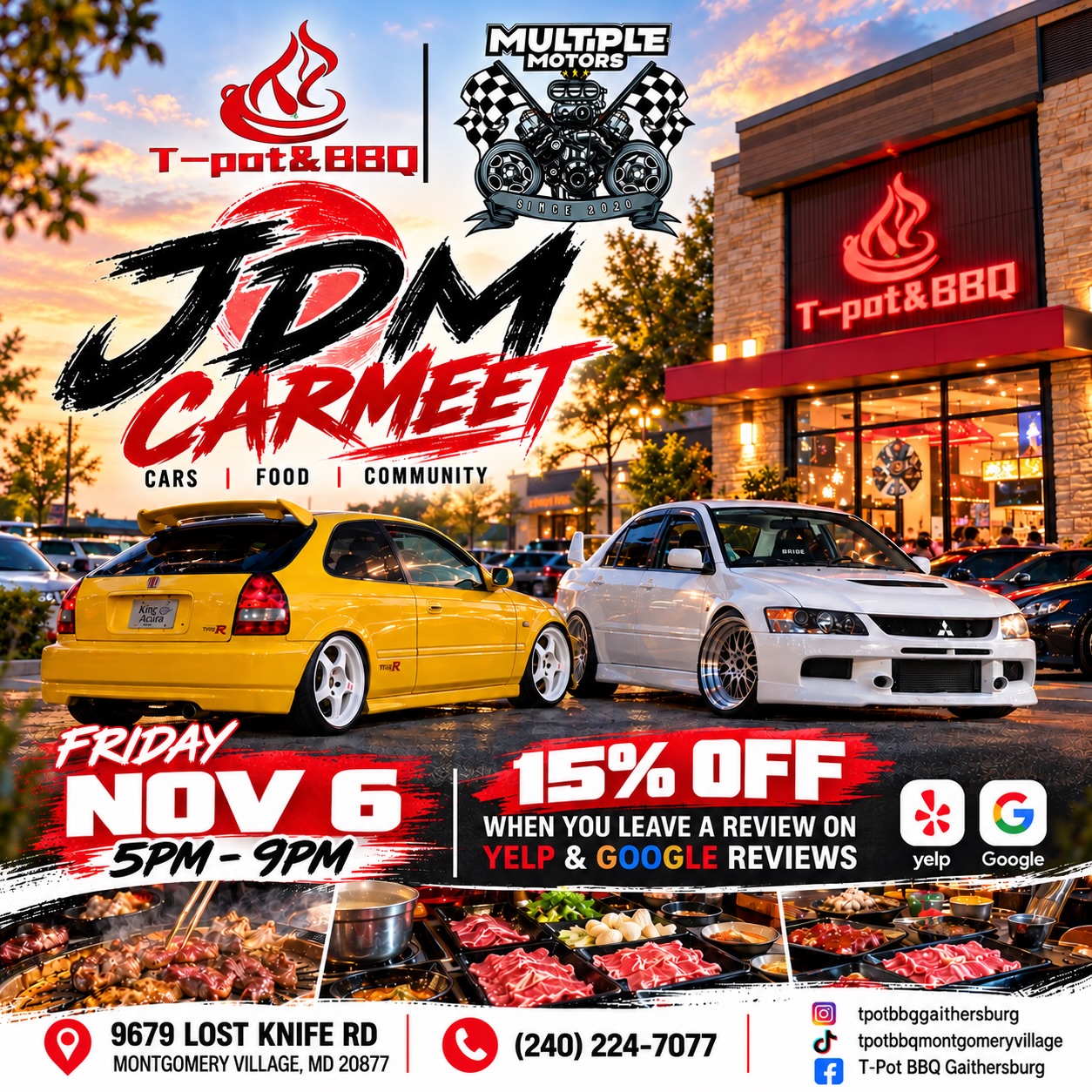 JDM Carmeet - T-Pot & BBQ Montgomery Village flyer