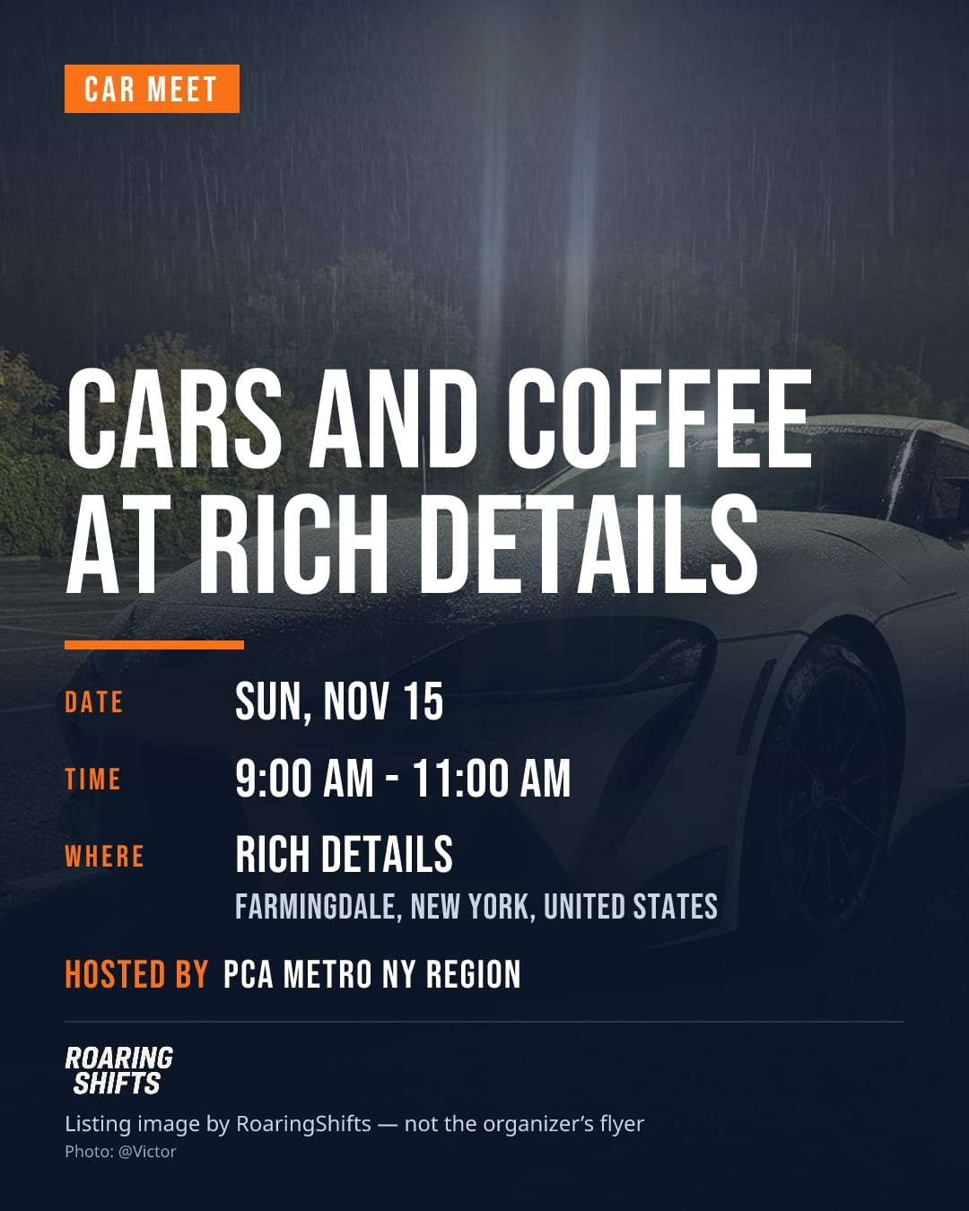 Cars and Coffee at Rich Details flyer