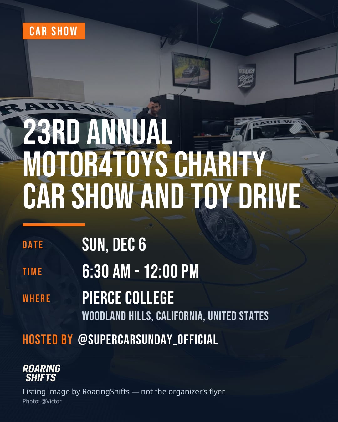 23rd Annual Motor4Toys Charity Car Show and Toy Drive flyer