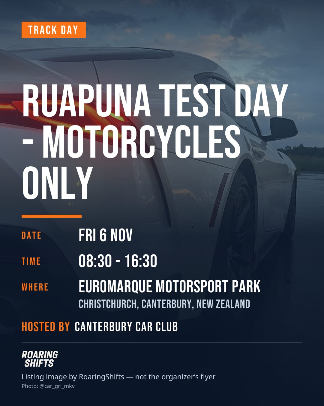 Ruapuna Test Day - Motorcycles Only flyer