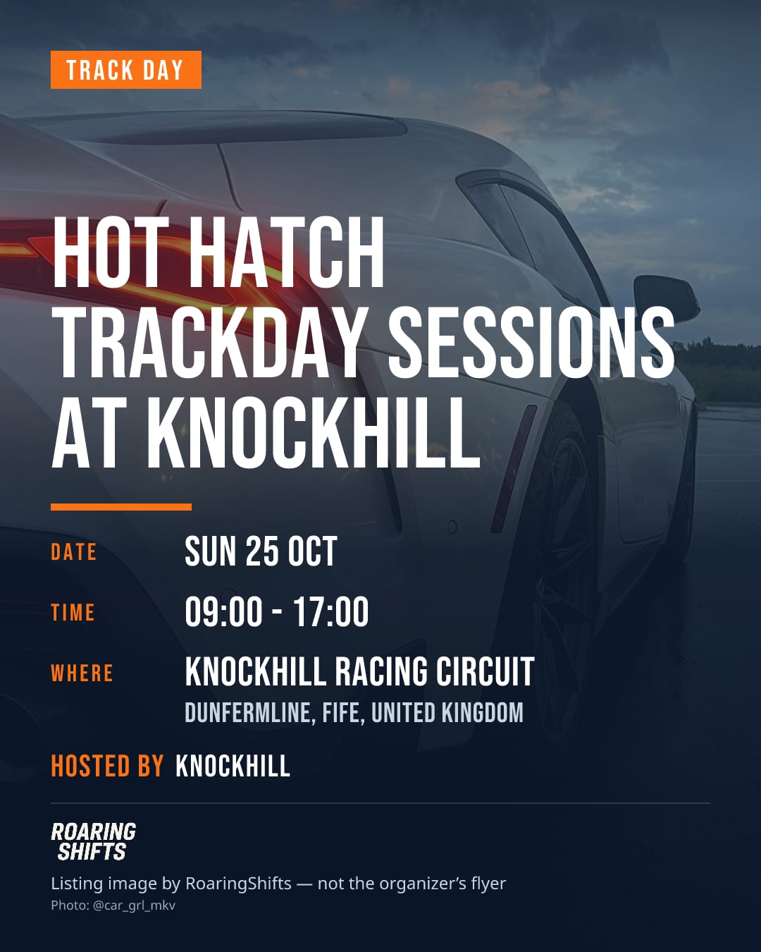 Hot Hatch Trackday Sessions at Knockhill flyer