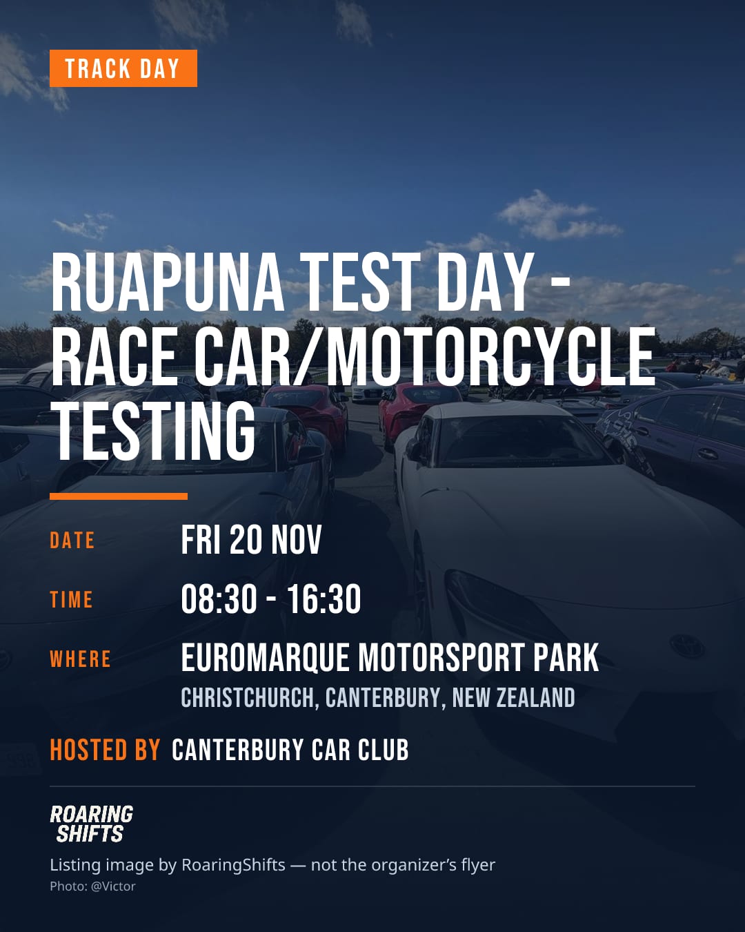 Ruapuna Test Day - Race Car/Motorcycle Testing flyer