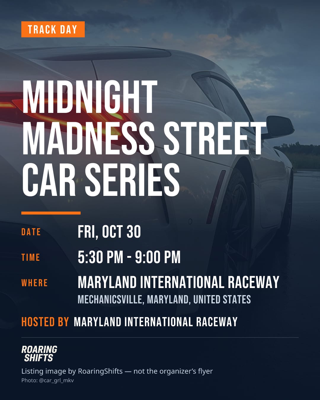 Midnight Madness Street Car Series flyer