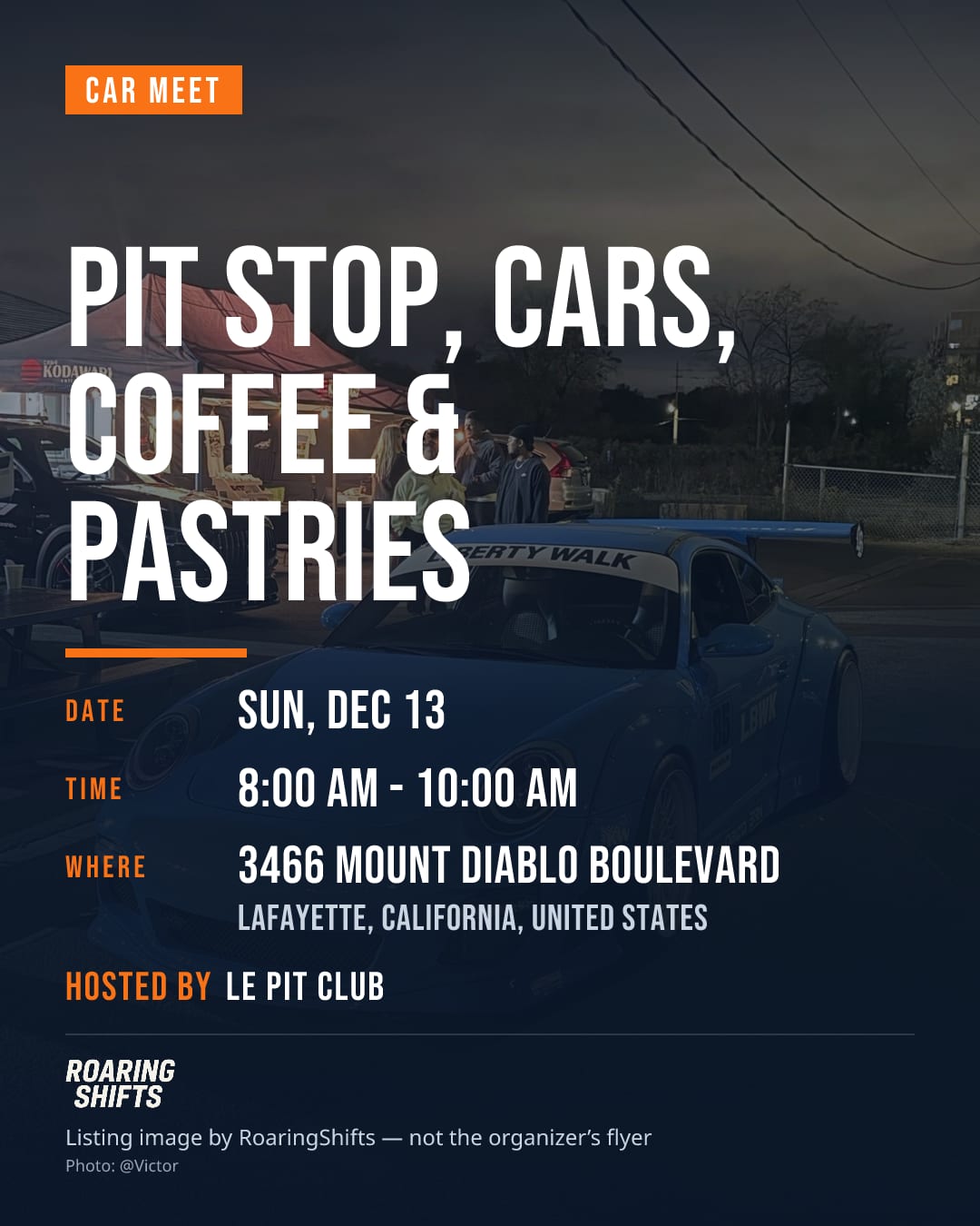 Pit Stop, Cars, Coffee & Pastries flyer