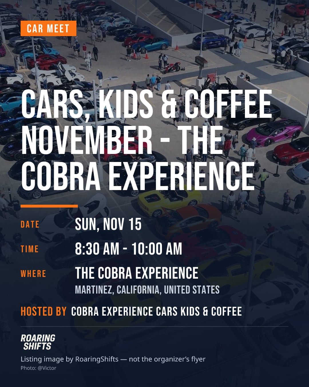 Cars, Kids & Coffee November - The Cobra Experience flyer