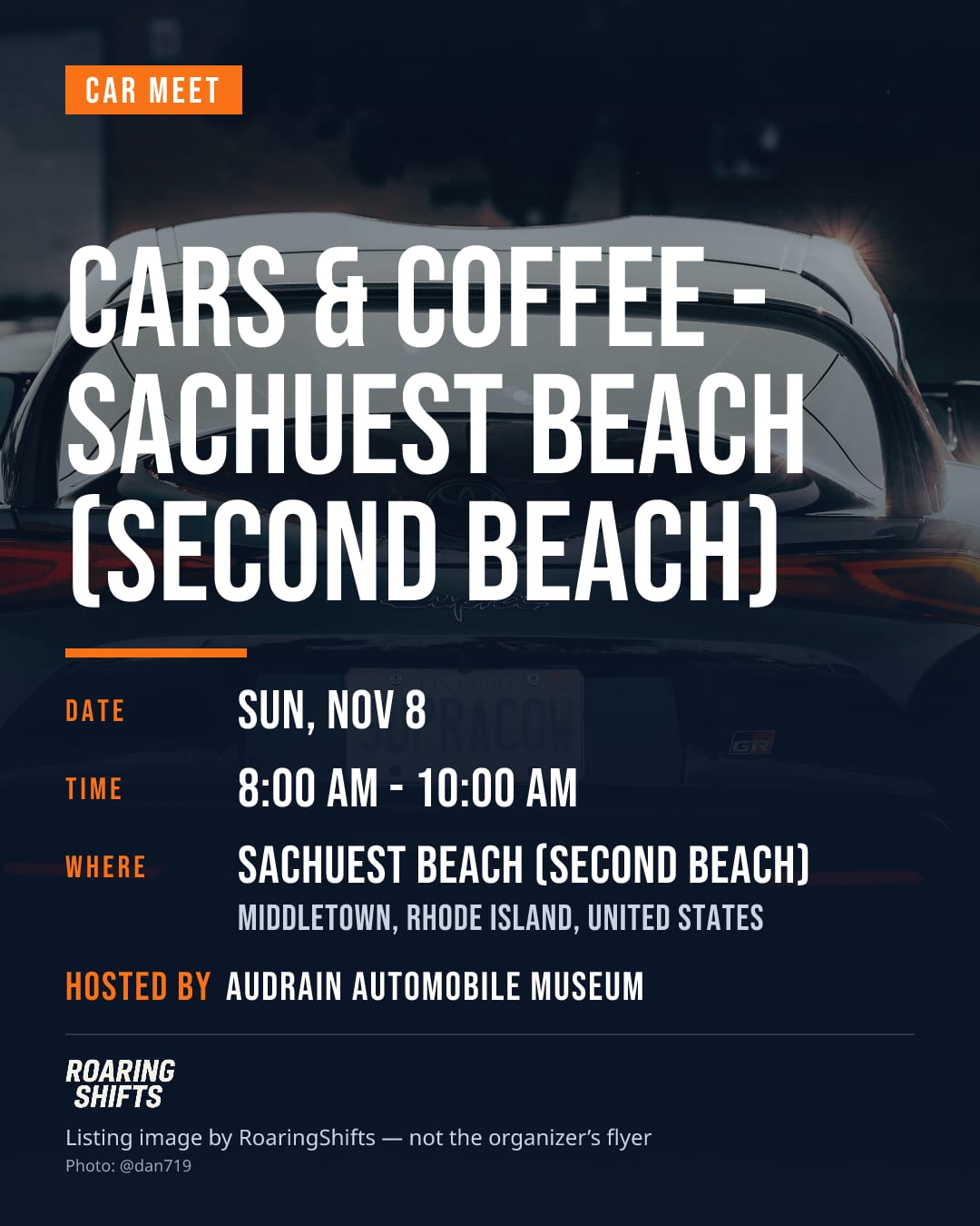 Cars & Coffee - Sachuest Beach (Second Beach) flyer