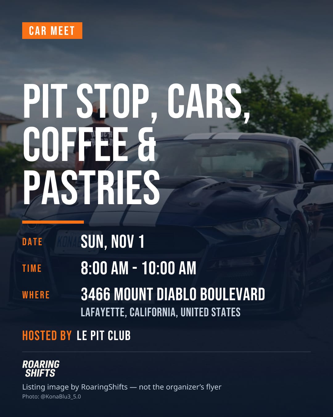 Pit Stop, Cars, Coffee & Pastries flyer