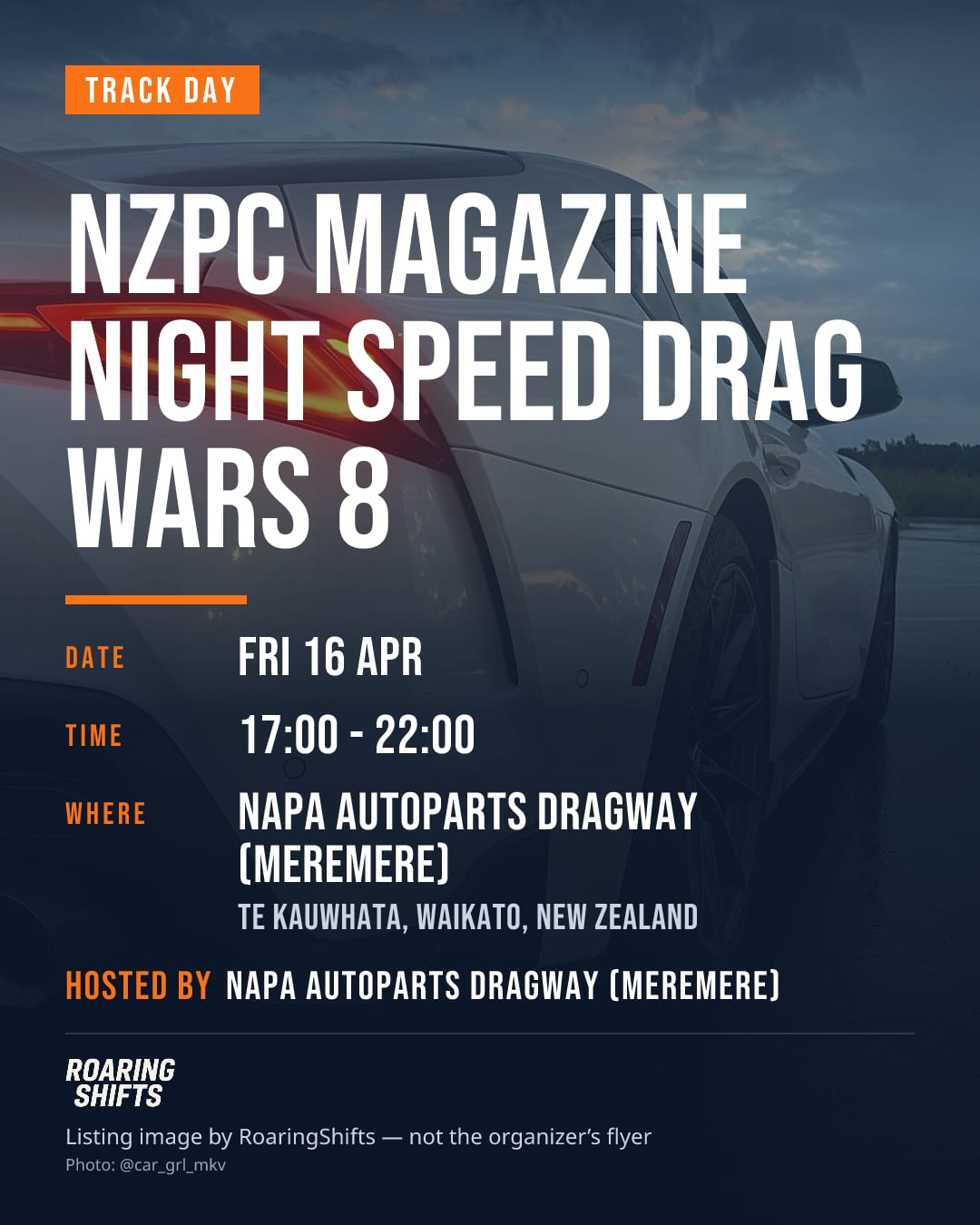 NZPC Magazine Night Speed Drag Wars 8 flyer