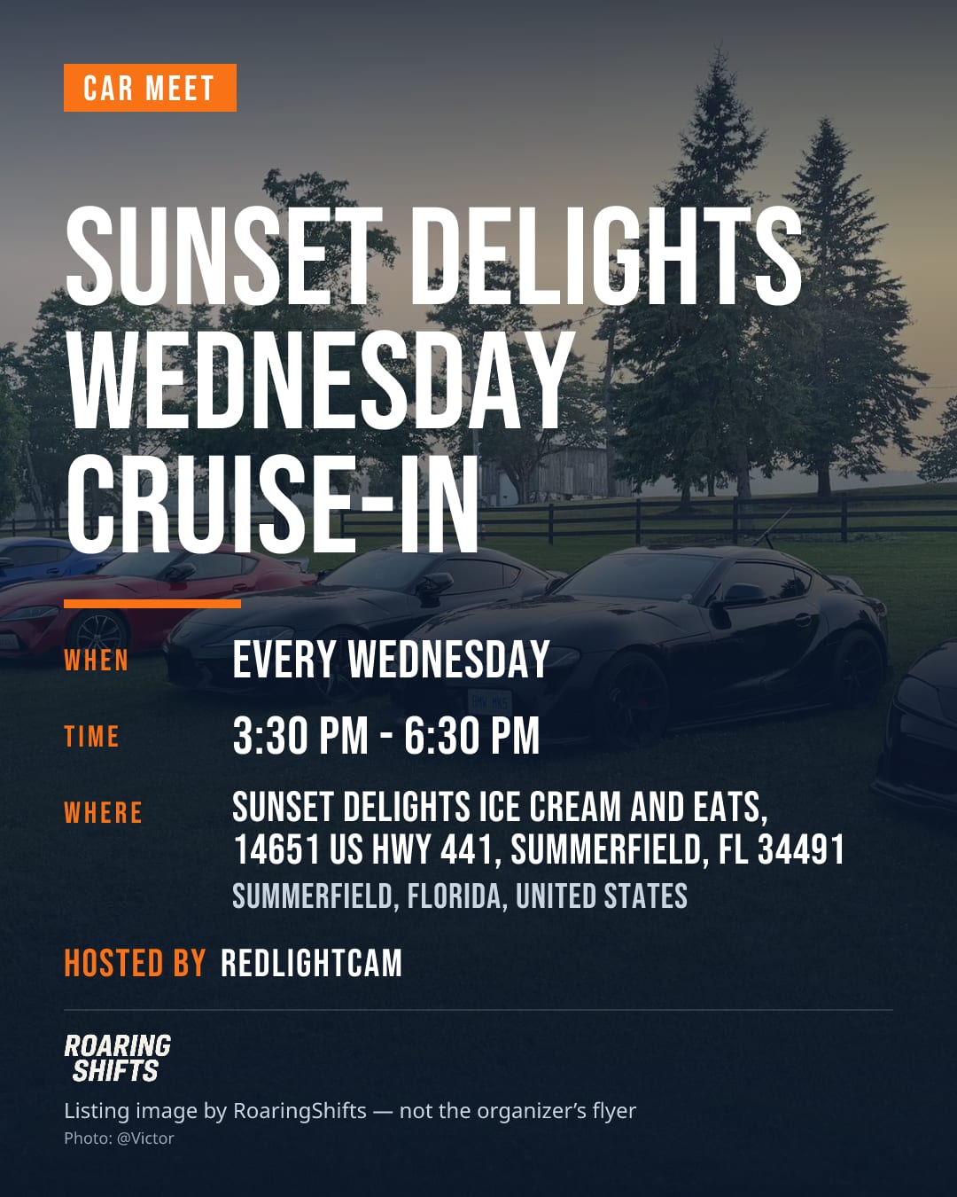 Sunset Delights Wednesday Cruise-In flyer