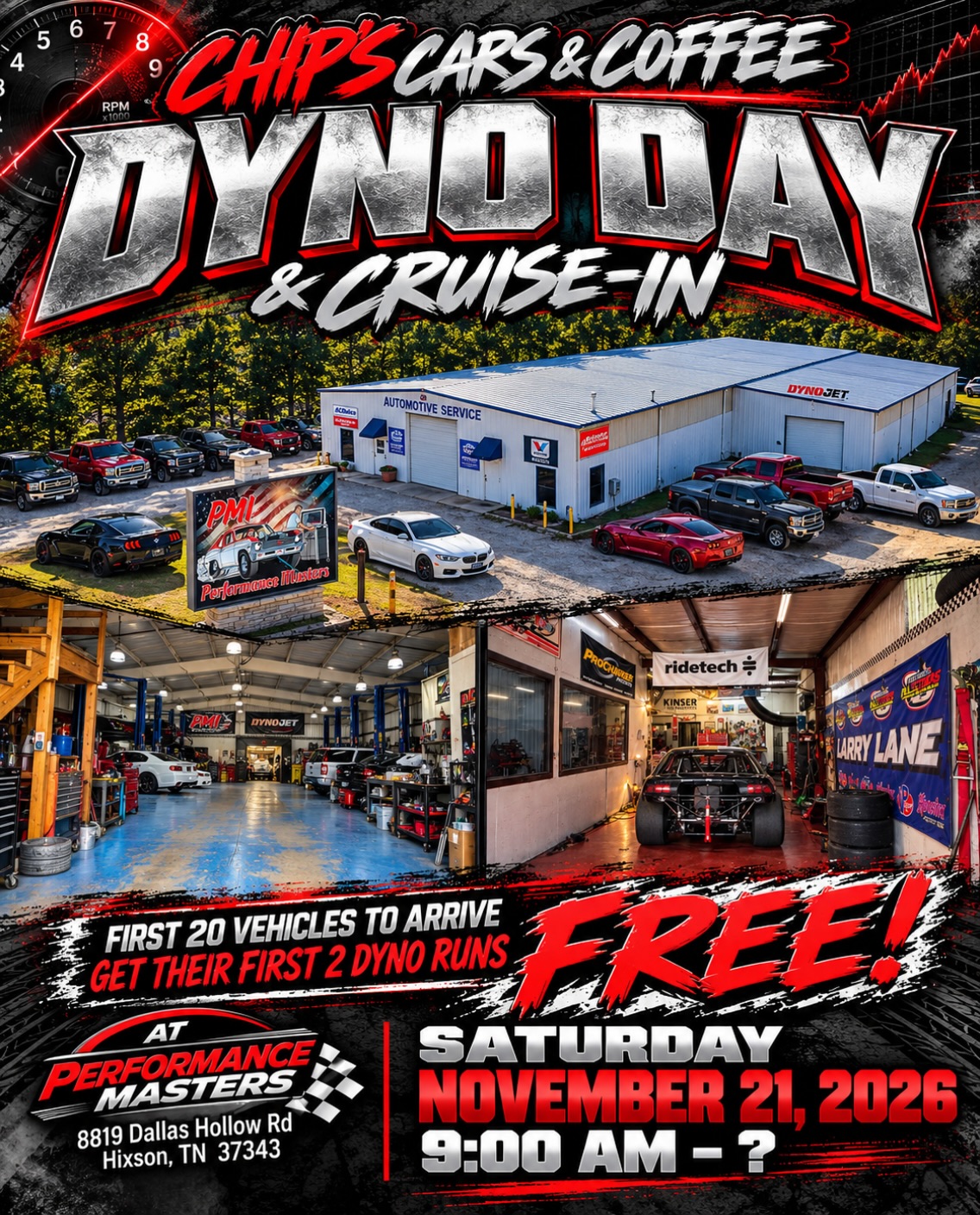 Chip's Cars & Coffee Dyno Day & Cruise-In flyer
