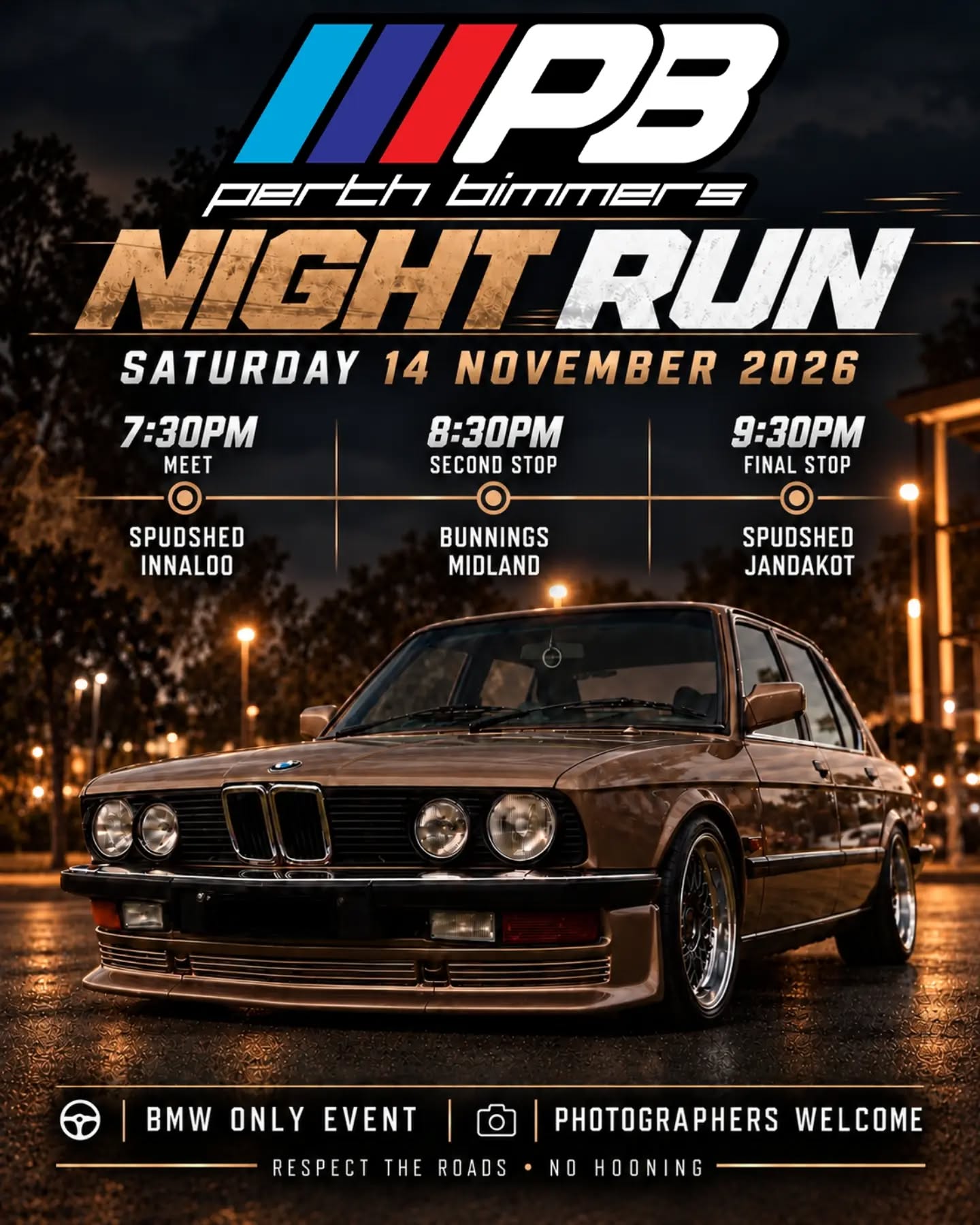 Perth Bimmers Night Run flyer