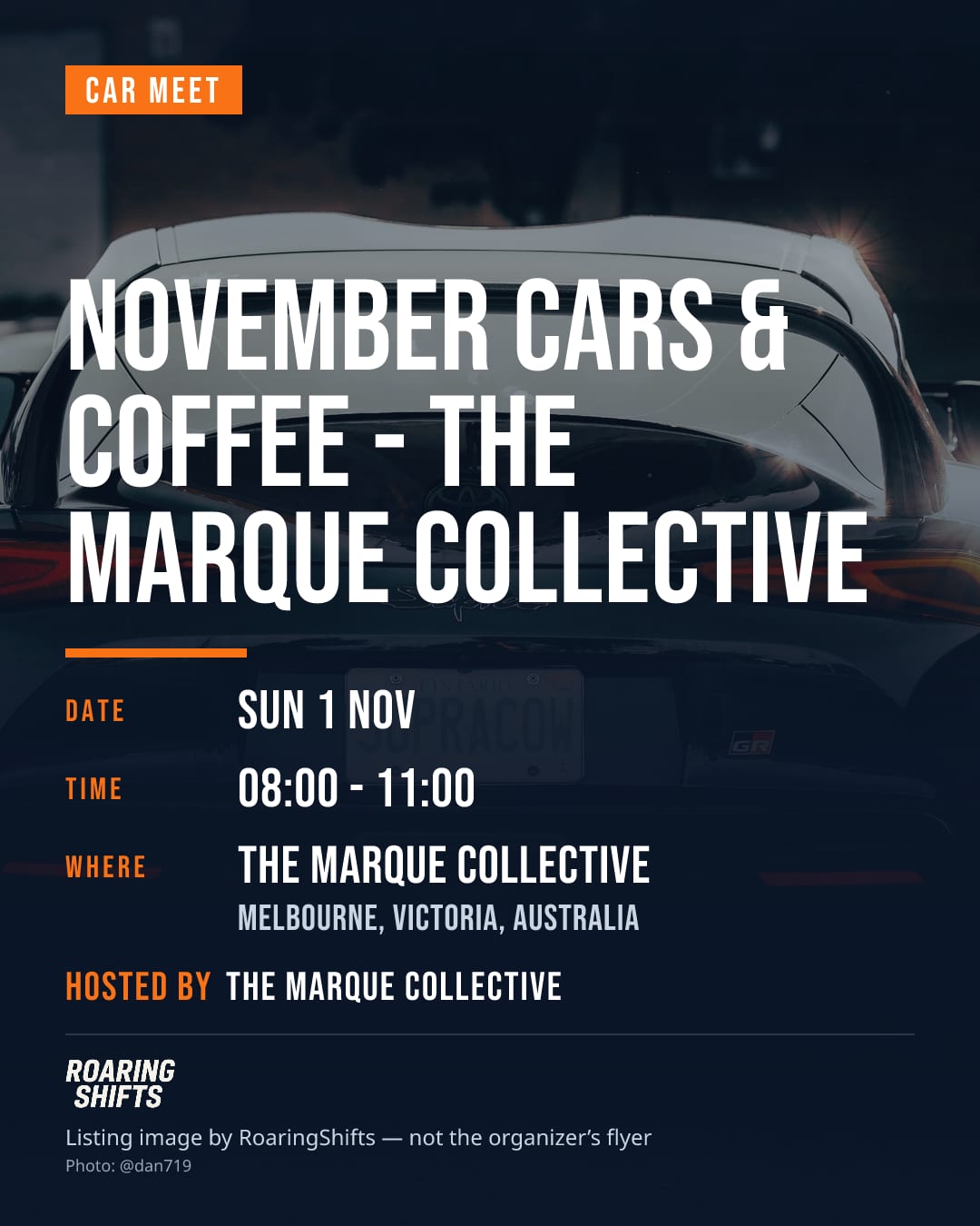 November Cars & Coffee - The Marque Collective flyer