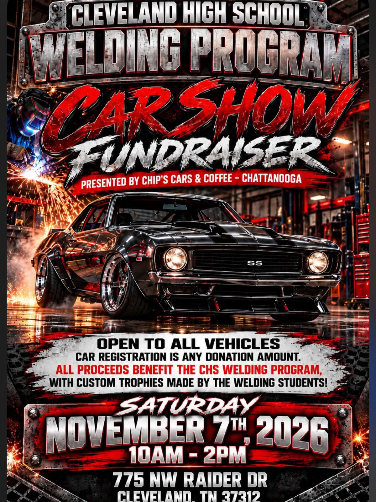Cleveland High School Welding Program Car Show Fundraiser flyer
