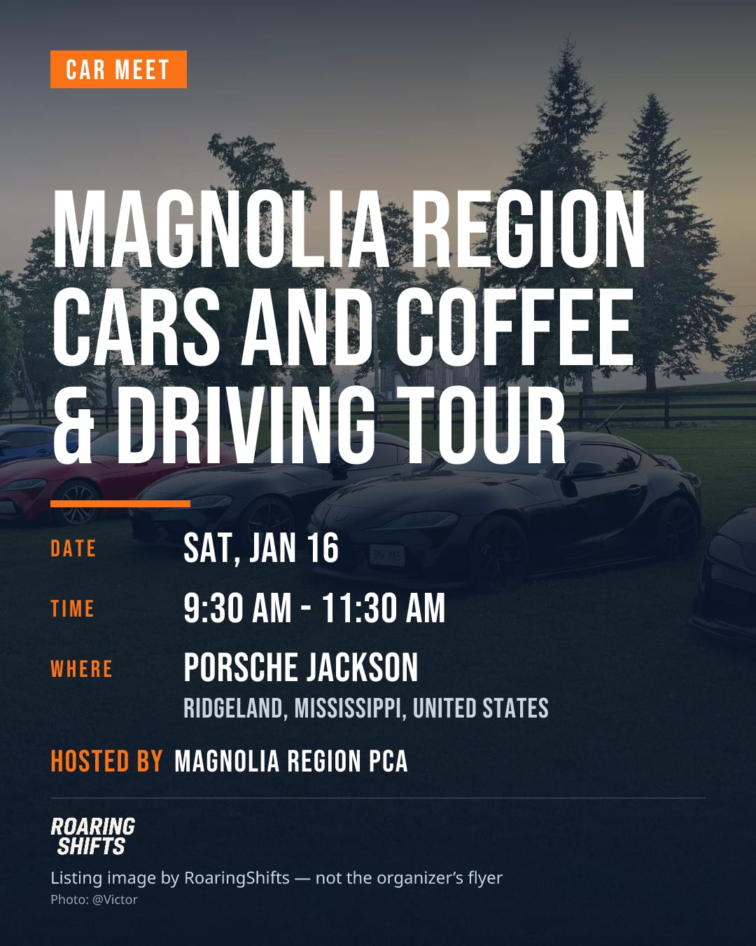 Magnolia Region Cars and Coffee & Driving Tour flyer